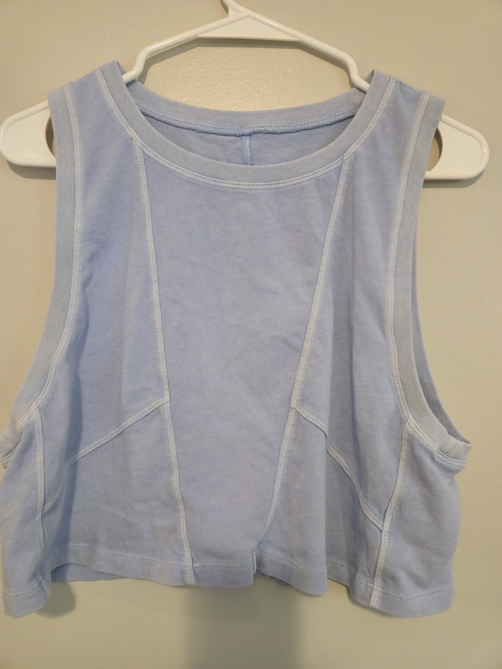 Women's Sky Blue Cropped Tank with Panel Seams